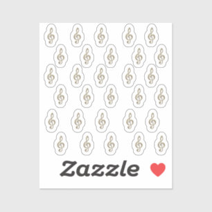 30-Stickers Metallic Gold 3D Music Treble Clefs Aufkleber