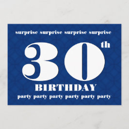 30. SURPRISE Blue and White Geburtstagsparty v001 Einladung