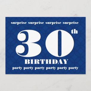 30. SURPRISE Blue and White Geburtstagsparty v001 Einladung