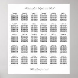 30 Tabelle Elegantes Minimalistisches Sitzdiagramm Poster