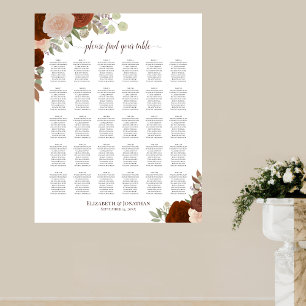30 Tabelle Rustikale Fall Rose Hochzeitsdiagramm Poster