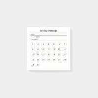 30-Tage-Herausforderung Monatliche Post-It-Notes