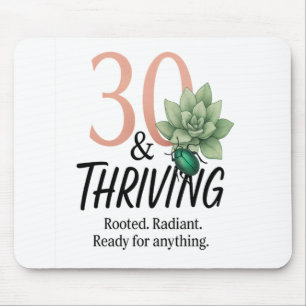 30 & Thriving - Sukkulent und Käfer Geburtstag Mousepad