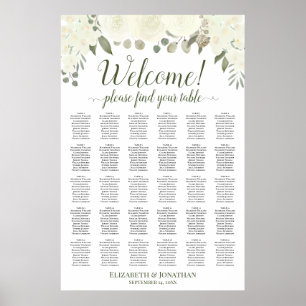 30 Tisch Elfenbeinweiße Rosen Hochzeit Sitzordnung Poster