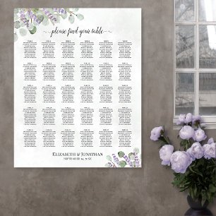 30-Tisch-Lavendel-Eukalyptus-Hochzeits-Sitzplan Poster
