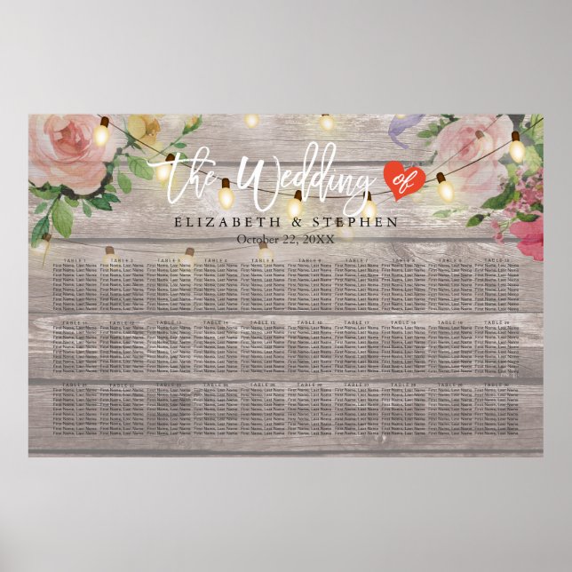 30+ Tische mit Blumenzellenleuchten Poster (Vorne)