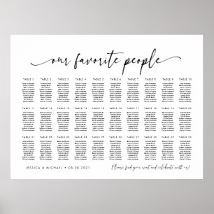30 Tische Unsere Lieblings-Sitzkarte Poster