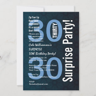 30. Überraschung Geburtstag Blue Geometric Star Bl Einladung