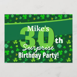 30. Überraschung Geburtstag Lucky Green Kleeblatts Einladung