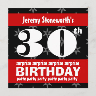 30. ÜBERRASCHUNG Geburtstagssilber Stars B420 Einladung