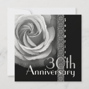 30. ÜBERRASCHUNG Jubiläum Einladung - SILVER Rose