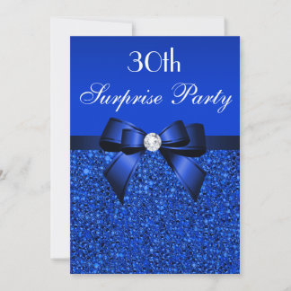 30. Überraschung Party Royal Blue Sequins und Bow Einladung