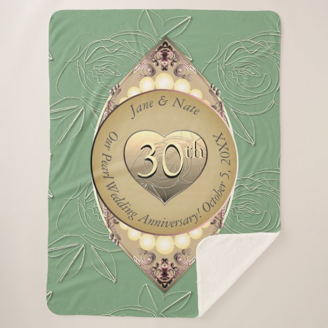 30. und 12. Pearl Wedding Anniversary Blanket Sherpadecke (Vorderseite)