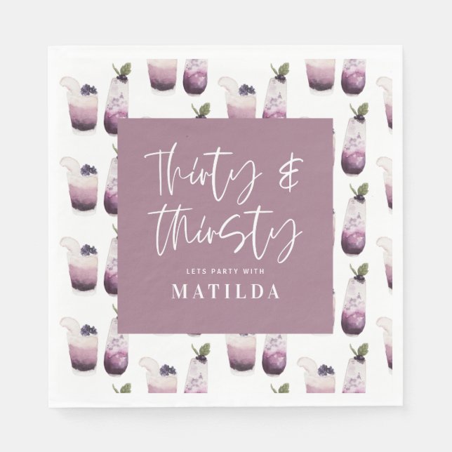 30. und durstig 30. Party Serviette (Vorderseite)