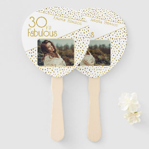 30 und Fabelhaft Gold Glitter Foto 30. Geburtstag Fächer
