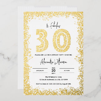 30 und fabelhafte 30. Geburtstag Party Real Gold Folieneinladung