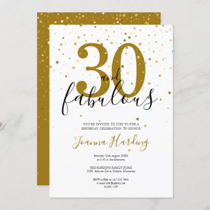 30 und fabelhafte Elegant Gold und Black Birthday Einladung