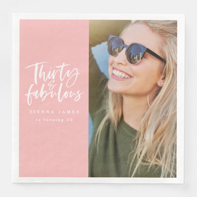 30 und fabelhafte Geburtstagsparty Foto Serviette (Vorderseite)