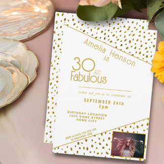 30 und fabelhafte Gold Glitzer Foto 30. Geburtstag Einladung