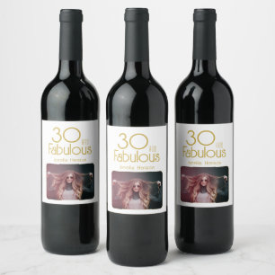30 und fabelhaftes Elegant 30. Geburtstag Foto Weinetikett