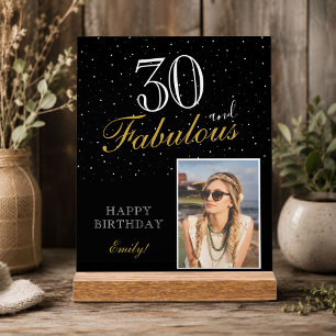 30 und fabelhaftes elegantes Black Birthday Foto Acrylschild