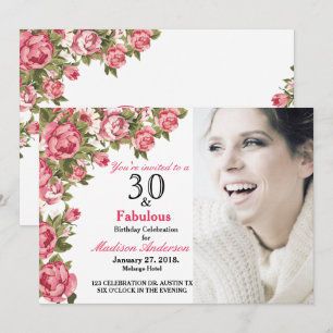 30 und Fabulous Floral   30. Geburtstagseinladunge Einladung