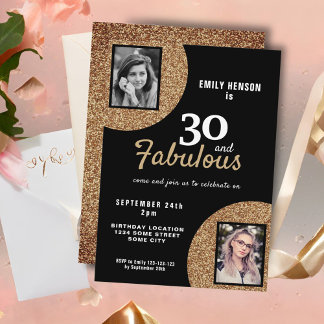 30 und fabulous Gold Glitzer 2 Foto 30. Geburtstag Einladung
