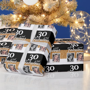 30 und fabulous Gold Glitzer 2 Foto 30. Geburtstag Geschenkpapier