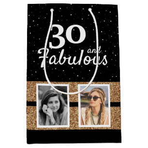 30 und fabulous Gold Glitzer 2 Foto 30. Geburtstag Mittlere Geschenktüte