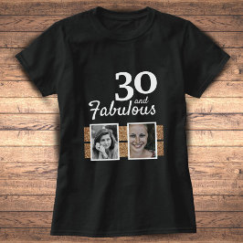 30 und fabulous Gold Glitzer 2 Foto 30. Geburtstag T-Shirt