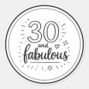 30 und Fantastisch Doodle Alles Gute zum 30. Gebur Runder Aufkleber