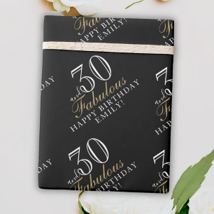30 und Fantastisch Elegant Schwarz 30. Geburtstag Geschenkpapier