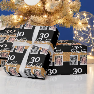 30 und Fantastisch Gold Glitter 2 Foto 30. Geburts Geschenkpapier