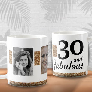 30 und Fantastisch Gold Glitter 2 Foto 30. Geburts Kaffeetasse