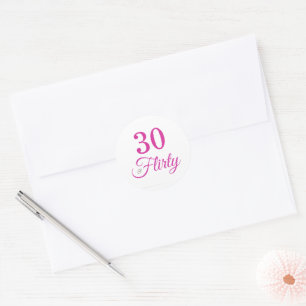 30 und Kokettes Hot-Pink Runder Aufkleber