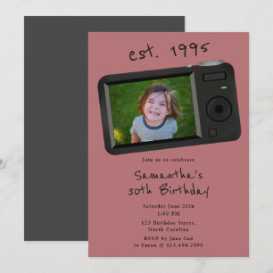 30. Vintage-Geburtstagsfoto 90er 1990er Mädchen Einladung