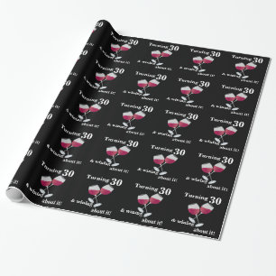 30 werden und mit Rotweingläsern feiern Geschenkpapier