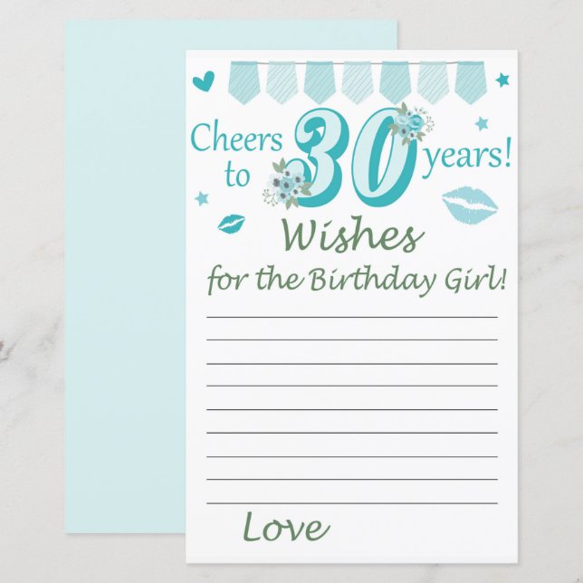 30. Wünsche für das Geburtstagsmädchen (Vorne/Hinten)