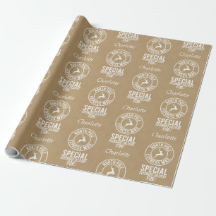 30" x15" Kraft Weißer Name Nordpol aus Santa Geschenkpapier