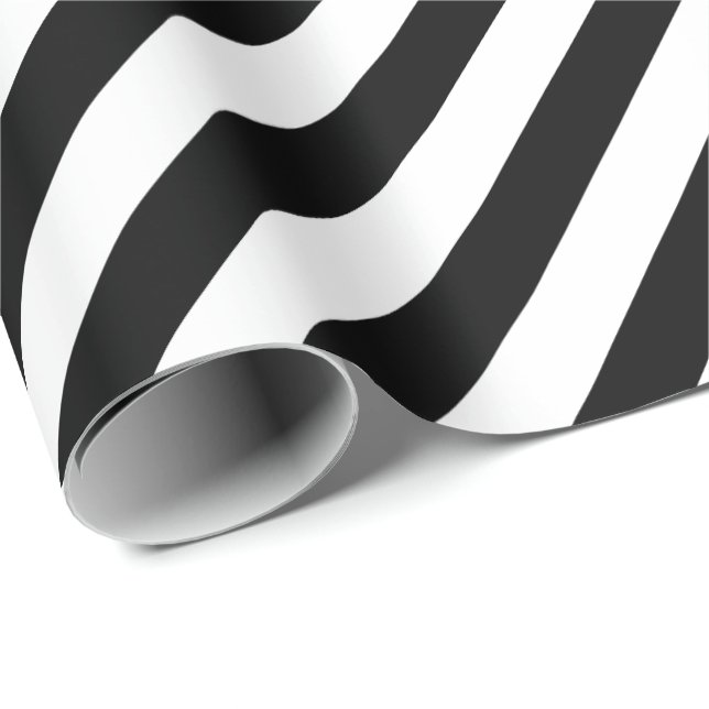 30 x 6 matte Schwarz-weiße Diagonalstreifen Geschenkpapier (Rolleneckpunkt)