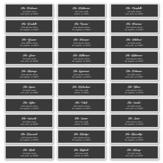 30 x persönliche Black Cream Guest Envelope-Adress Aufkleber (Vorderseite)