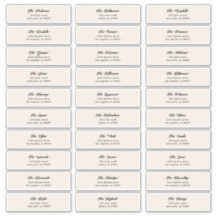 30 x persönliche Cream Black Guest Envelope-Adress Aufkleber