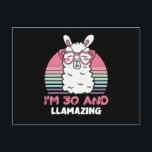 30 Year Old Bday Llamazing 30th Birthday Llama Postkarte<br><div class="desc">Retro Vintage Style Birthday Gift Design Perfect To Pair With Shorts,  Leggings Or Jeans For A Casual Yet Trendy Look. Humorous Funny Humor Birthday Gift Outfit For Family Member,  Loved One Or Yourself. Matches Loads Of Clothes. GET YOURS TODAY!</div>