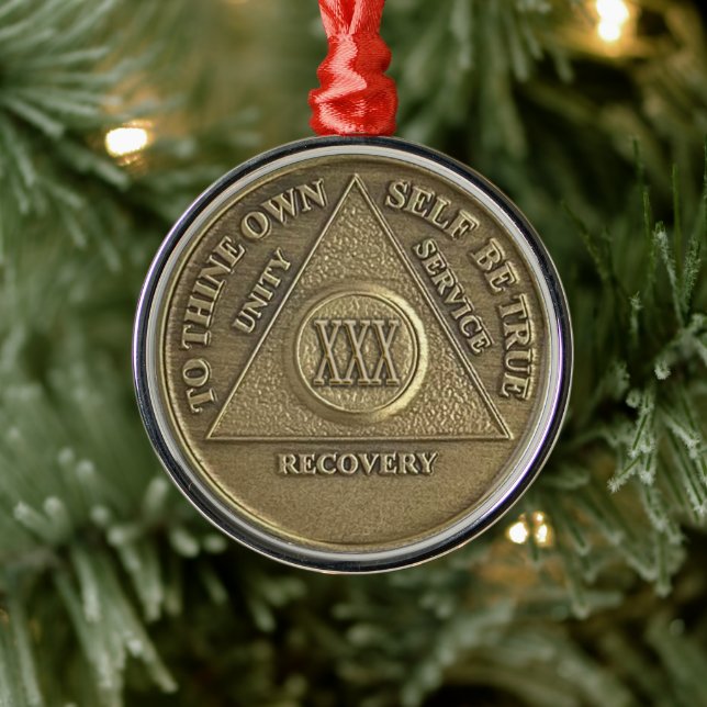 30 Year Sober Anniversary Medallion | Recovery Ornament Aus Metall (Baum)
