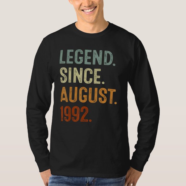 30 Years Old  Legend Since August 1992 30th Birthd T-Shirt (Vorderseite)