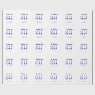 30th anniversary purple bold letter name simple re geschenkpapier