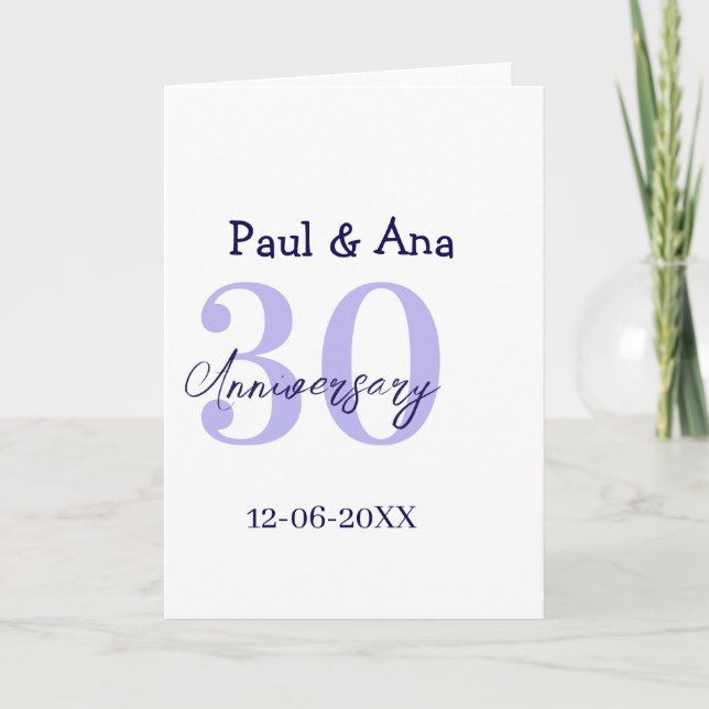 30th anniversary purple bold letter name simple re karte (Vorderseite)