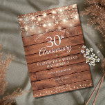 30th Anniversary String Lights Wood Save the Date Ankündigungspostkarte<br><div class="desc">Featuring pretty string lights and delicate love hearts confetti on a rustic wood background. Personalize with your special thirty years pearl anniversary save the date information in chic lettering. Designed by Thisisnotme©</div>