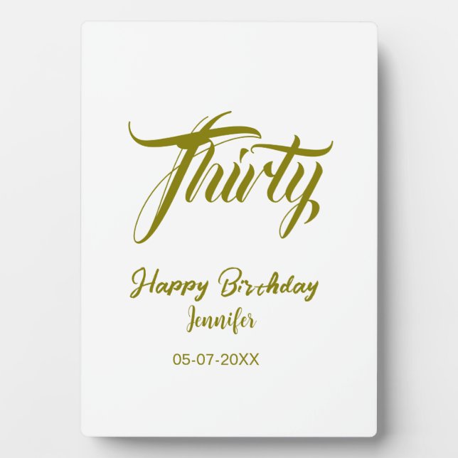 30th birthday add name date year gold template thi fotoplatte (Vorderseite)