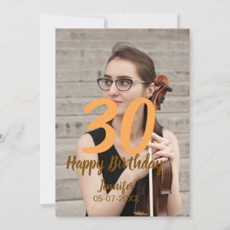 30th birthday add name date year white photo einladung